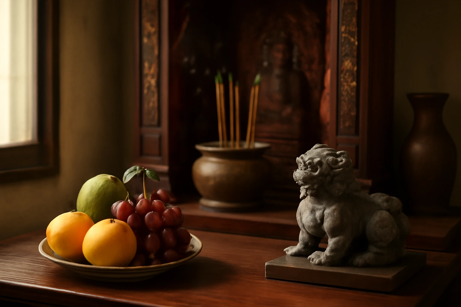 Tỳ hưu và bàn thờ: có nên đặt lên bàn thờ gia tiên, bàn thờ Thần Tài hay bàn thờ Phật không?